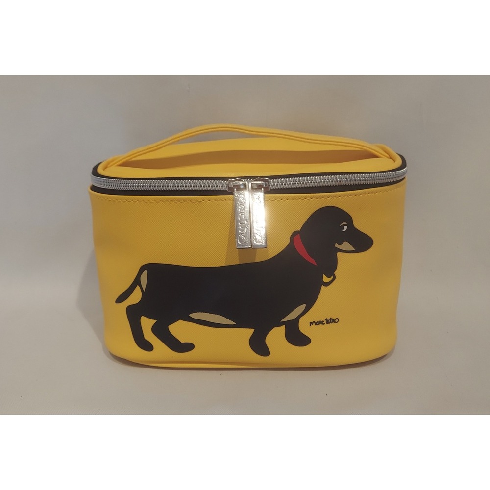 Marc Tetro Womens Yellow Dachshund Cosmetic Bag Travel Vanity Case